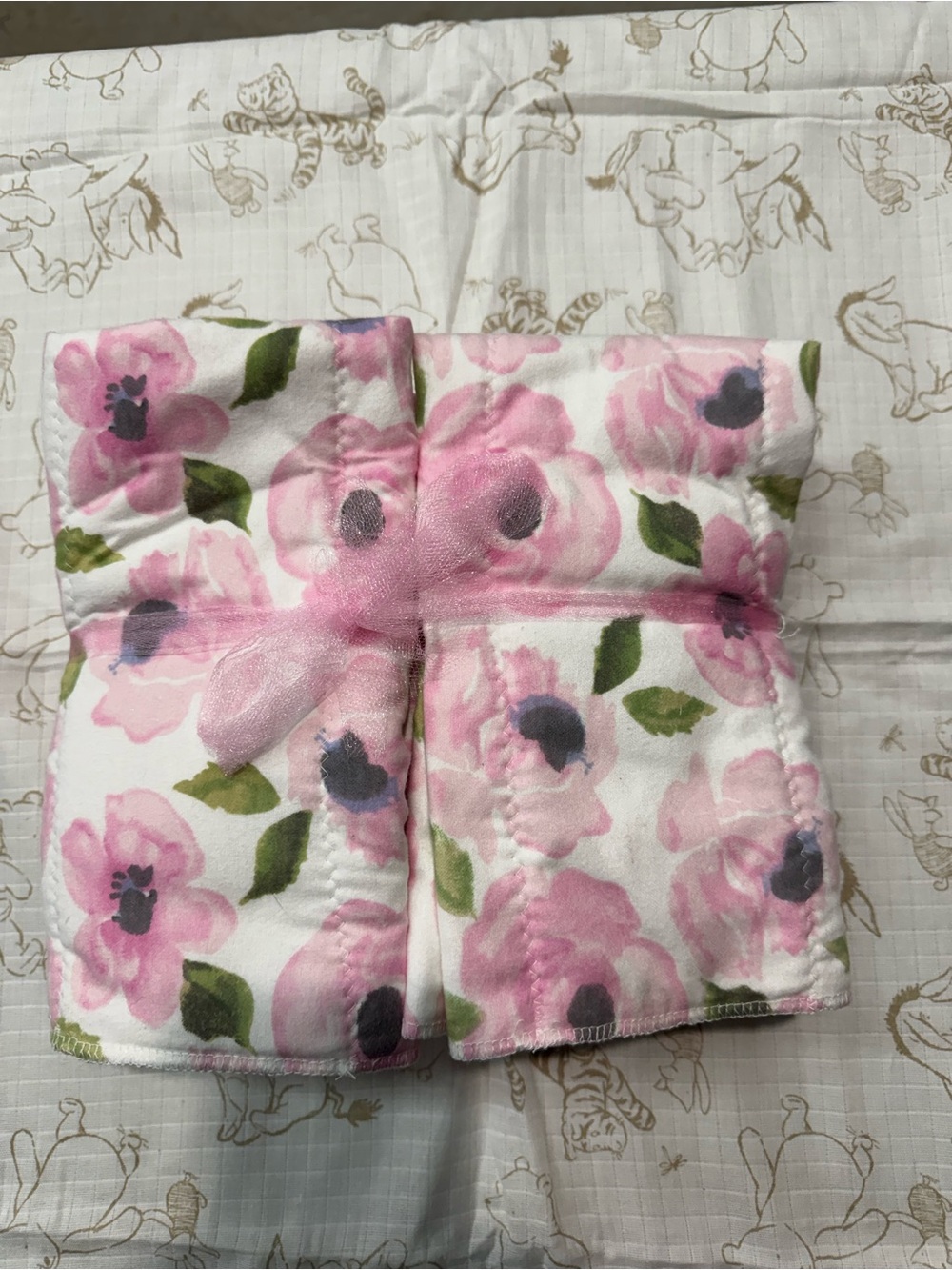 Pink Floral Baby Blanket set